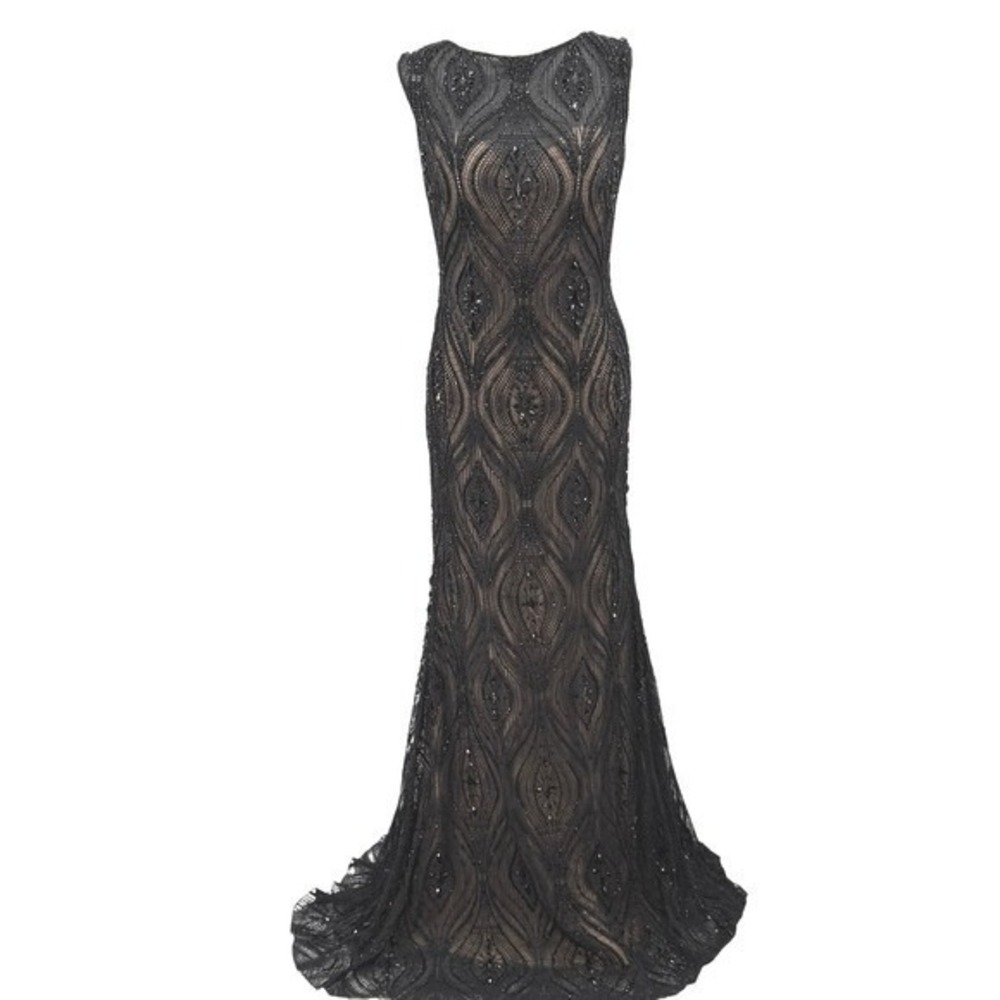 Jovani Black‎ Fully Beaded Sheer Cutout Back Gown Formal Evening Party Dress 10